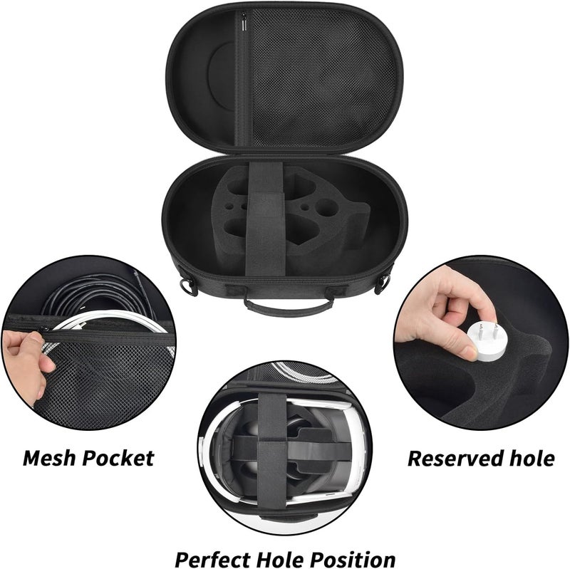 PAIYULE VR Headset Case Compatible with Meta Quest 3S 128GB/ for Meta Quest 3 512GB Virtual Reality Headset Elite Strap Storage Holder for Touch Controller Power Adapter Accessories for Travel-Grey(Box only) - Image 5